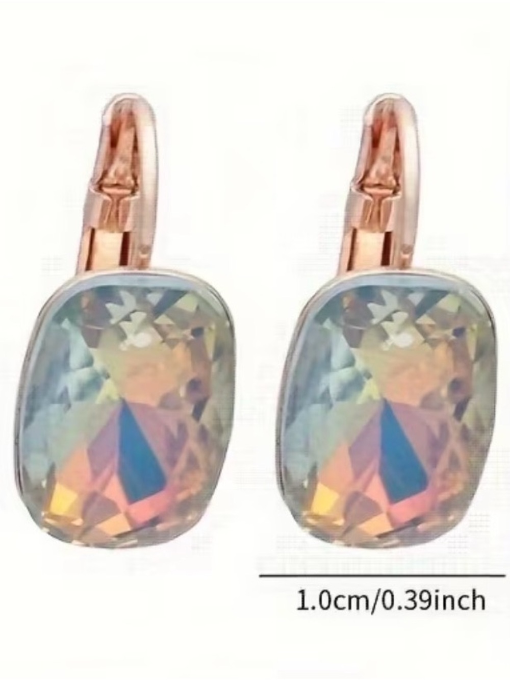 Aurora Opal Glass Drop Earrings in Rose Gold - Picture 3 of 3